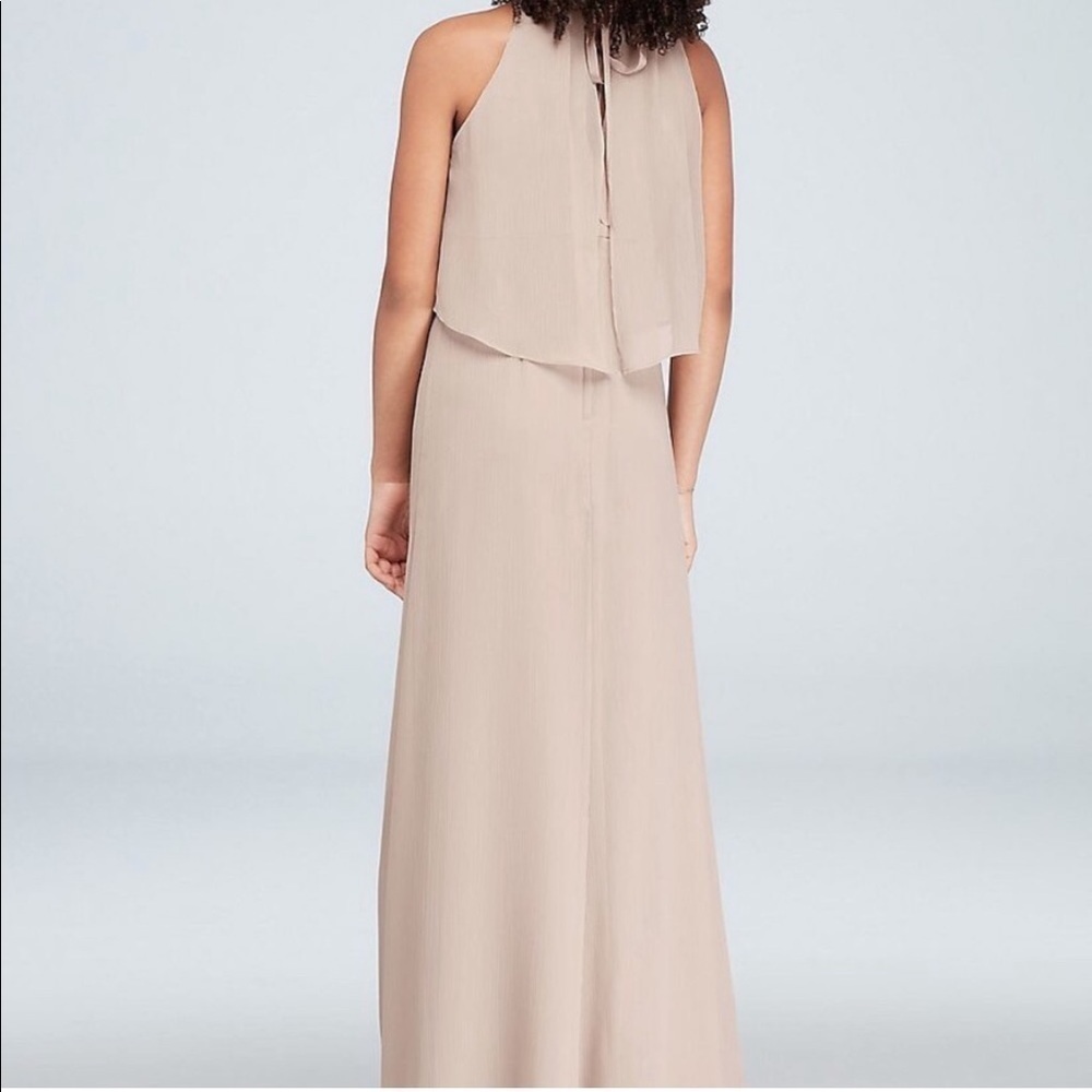 David Bridal flounced crinkle chiffon sheath bridesmaids dress - Picture 2 of 10